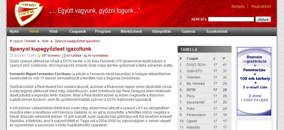 Leisztinger volt Real Madrid-játékost vett a Diósgyőrnek 