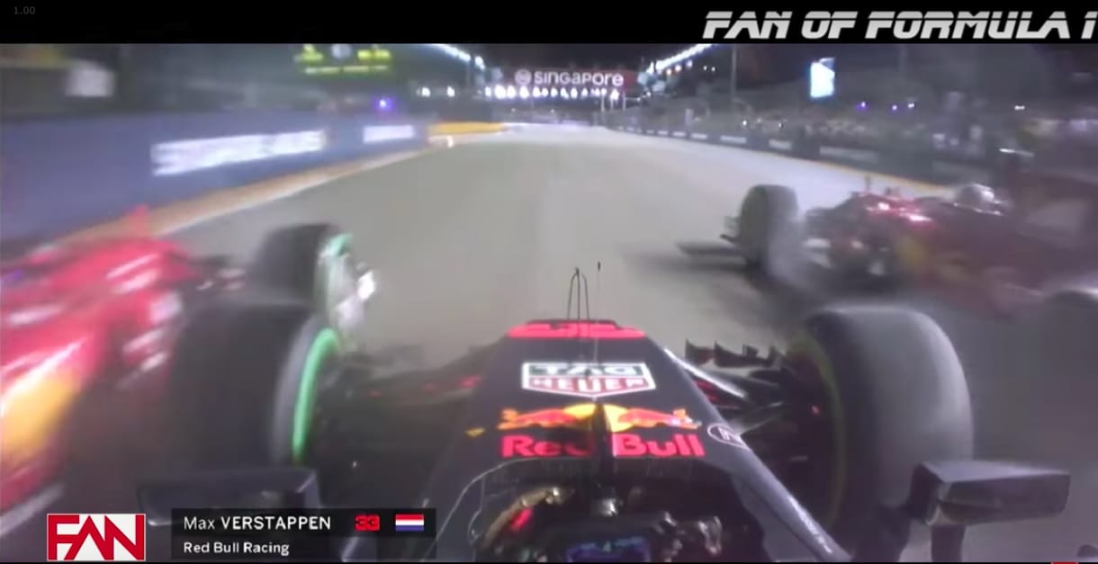 Így nézett ki a szingapúri rajtbaleset, amikor Max Verstappen bekerült a darálóba – videó