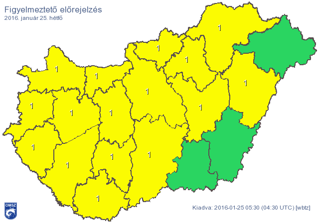 Figyelmeztetést adtak ki ónos eső miatt