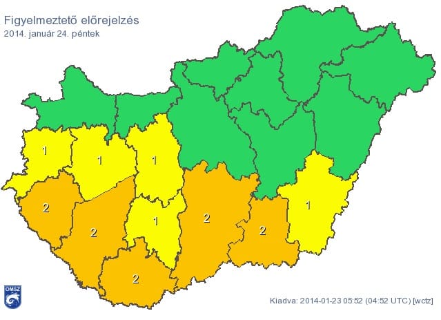 Figyelmeztetést adtak ki, hófúvás, ónos eső jöhet – térkép