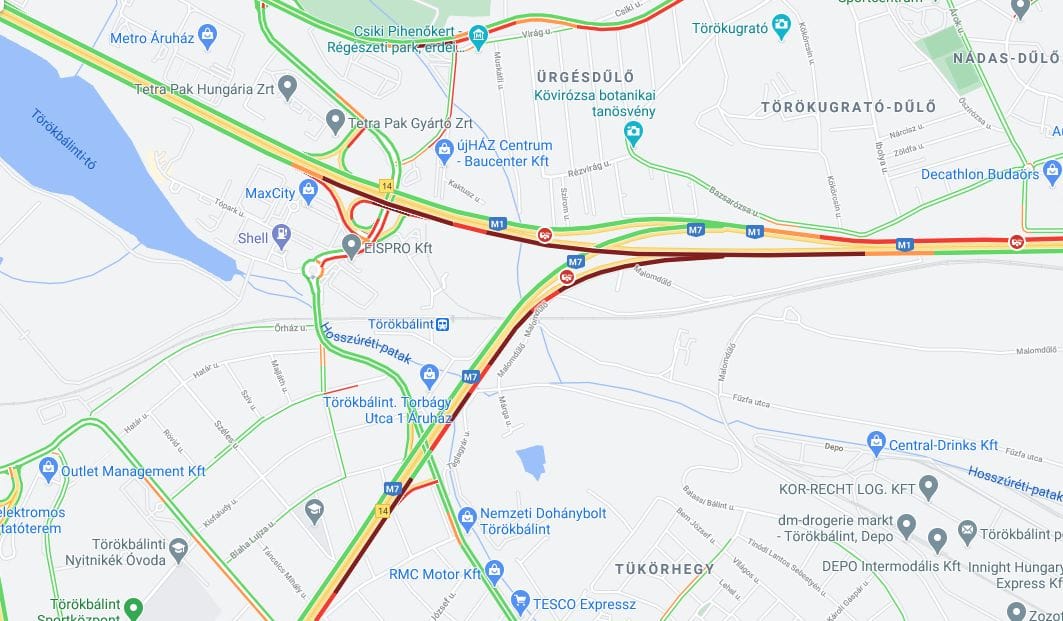 Négy autó ütközött az M1–M7 közös szakaszán Budaörsnél, leterelik a forgalmat