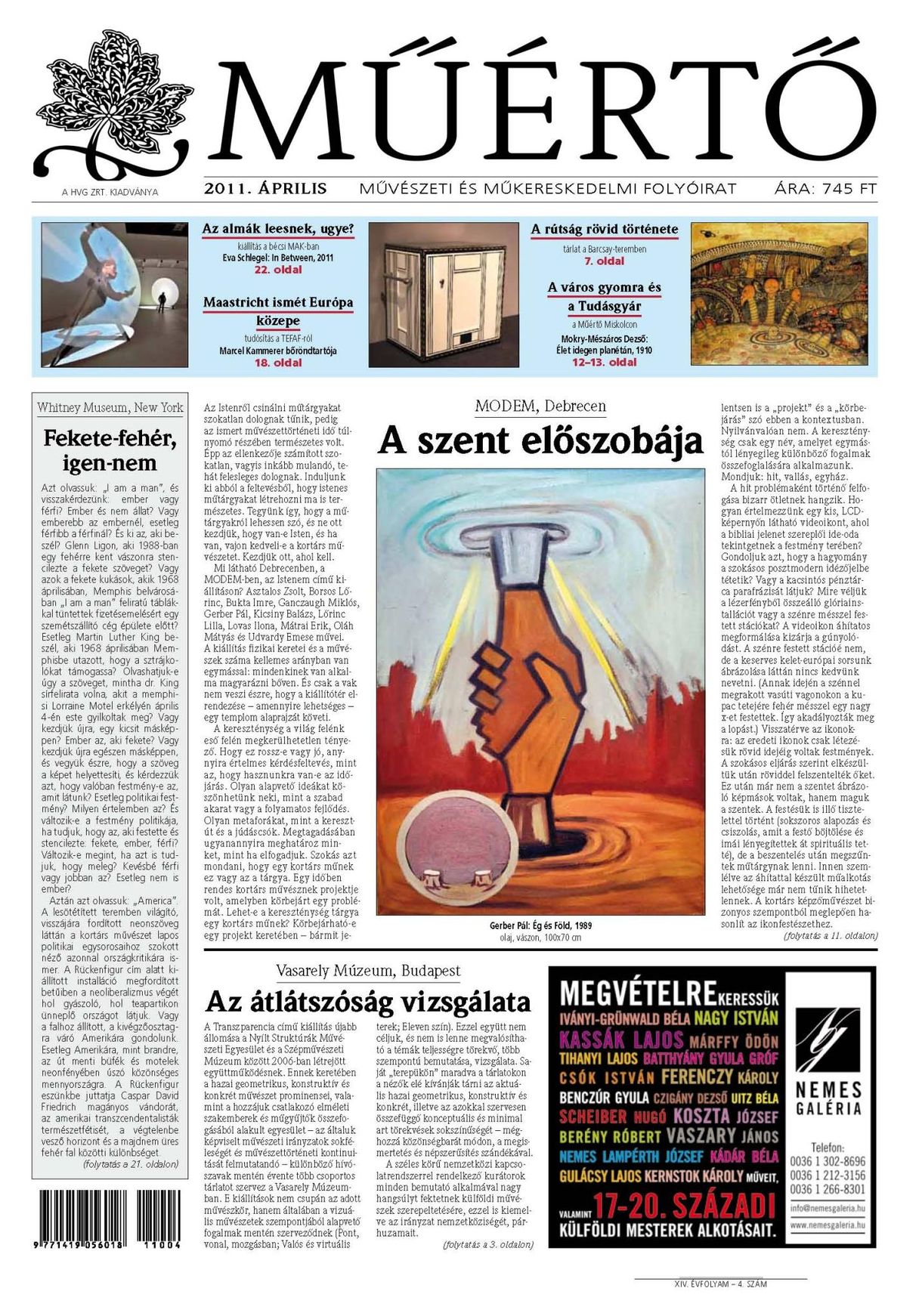 Megjelent a Műértő áprilisi száma