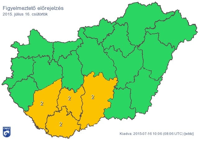Narancs figyelmeztetést adtak ki négy megyére – térkép