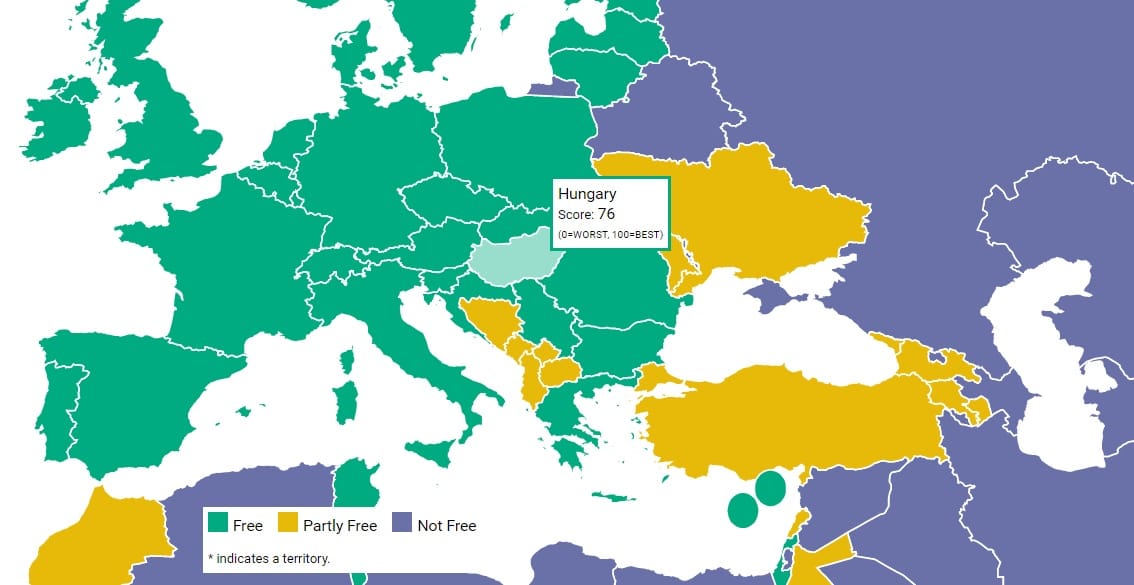 Esett a magyar szabadságindex, Orbán példáját ragadósnak tartják