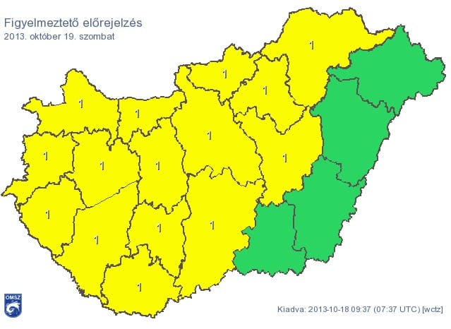 Figyelmeztetést adtak ki 15 megyére – térkép