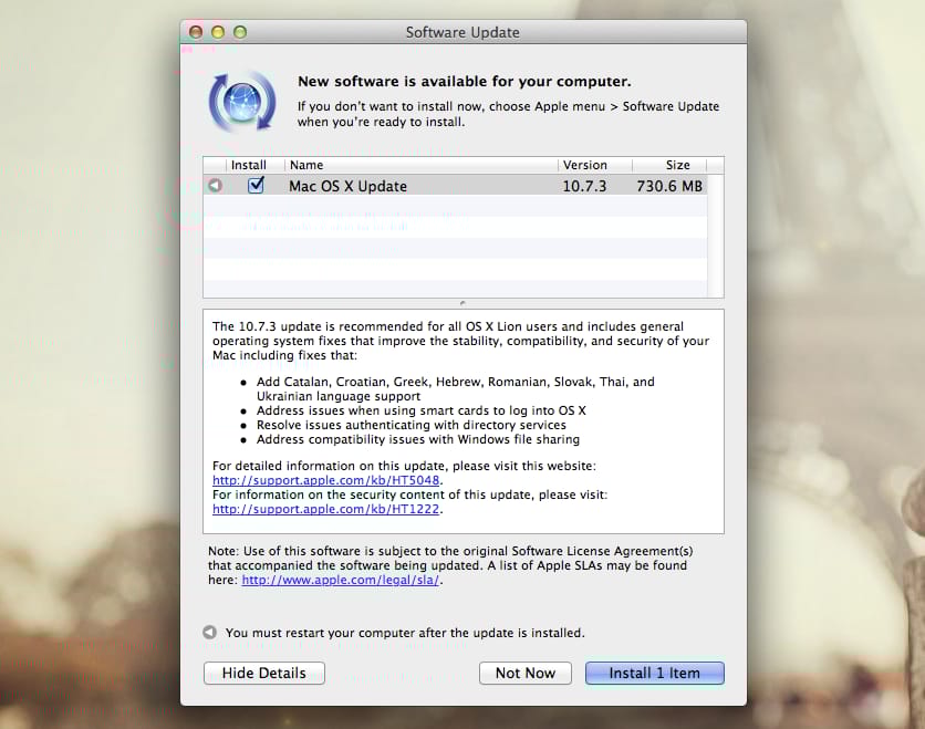 Megjelent az OS X végleges 10.7.3 frissítése