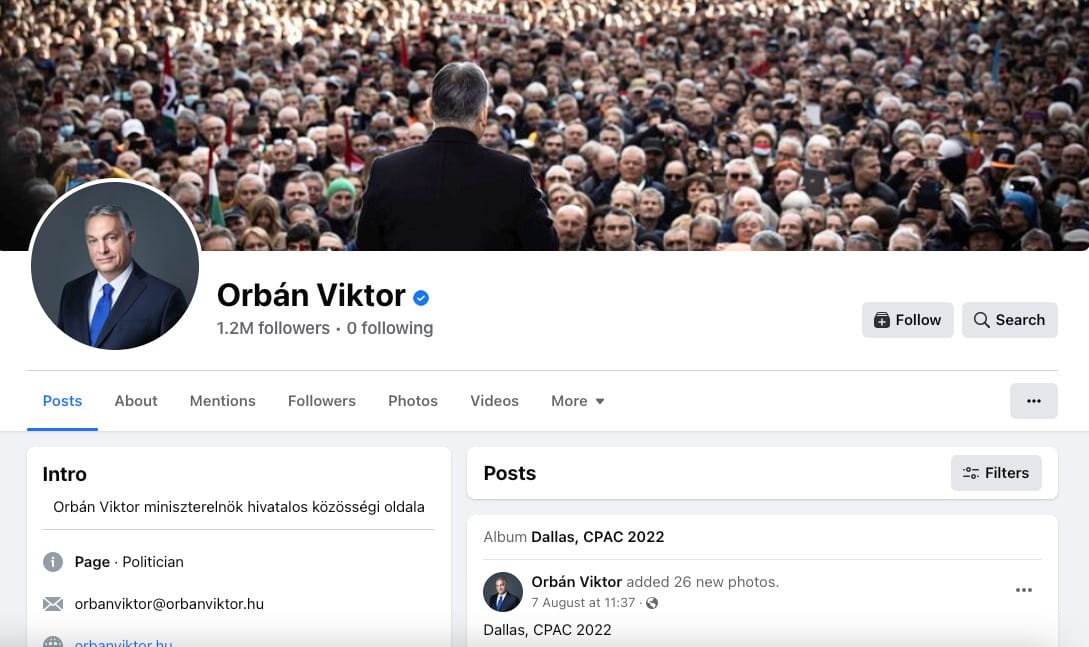 Orbán Viktor Facebook-oldalán ma egyetlen szó sincs a nemzeti ünnepről