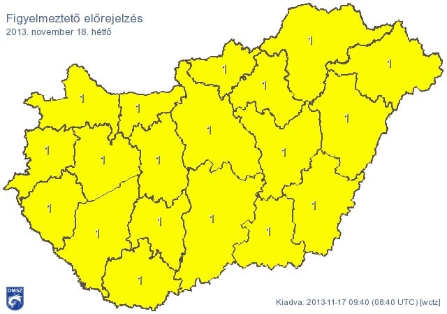 Figyelmeztetést adtak ki: tartós, sűrű köd lesz az egész országban