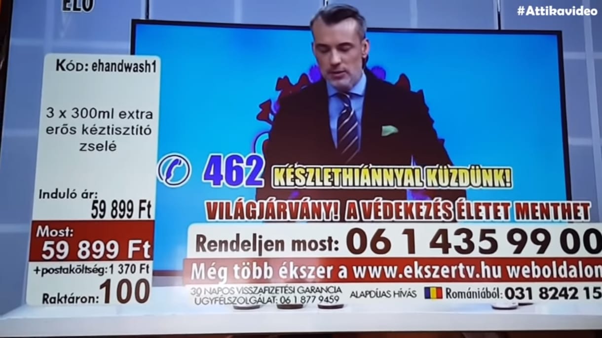 A Médiatanácsnál is feljelentették az Ékszer Tv kézfertőtlenítős műsorát