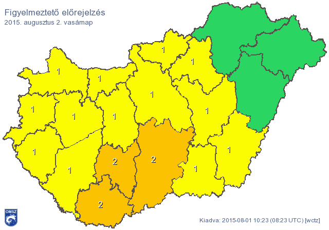 Térkép: Özönvízszerű eső, viharok miatt adtak ki figyelmezetést