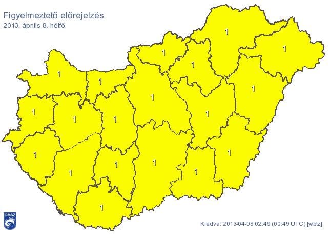 Figyelmeztetést adtak ki az egész országra