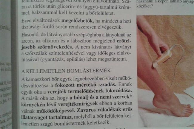 Fotó: Szőrtelenítésre buzdítja a lányokat egy nyolcadikos biológiakönyv
