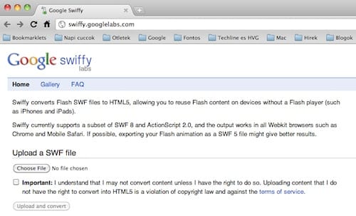 Google Swiffy: konvertálás Flash-ből HTML5-be