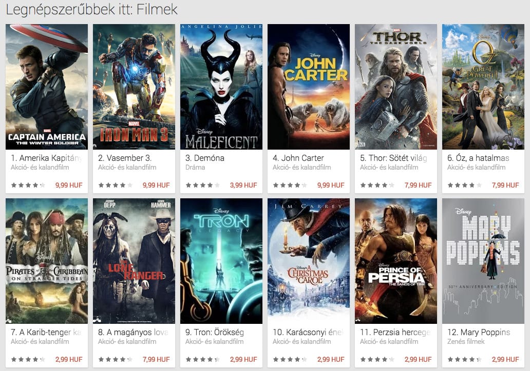 10-17 (!) forintért tölthet most le népszerű filmeket