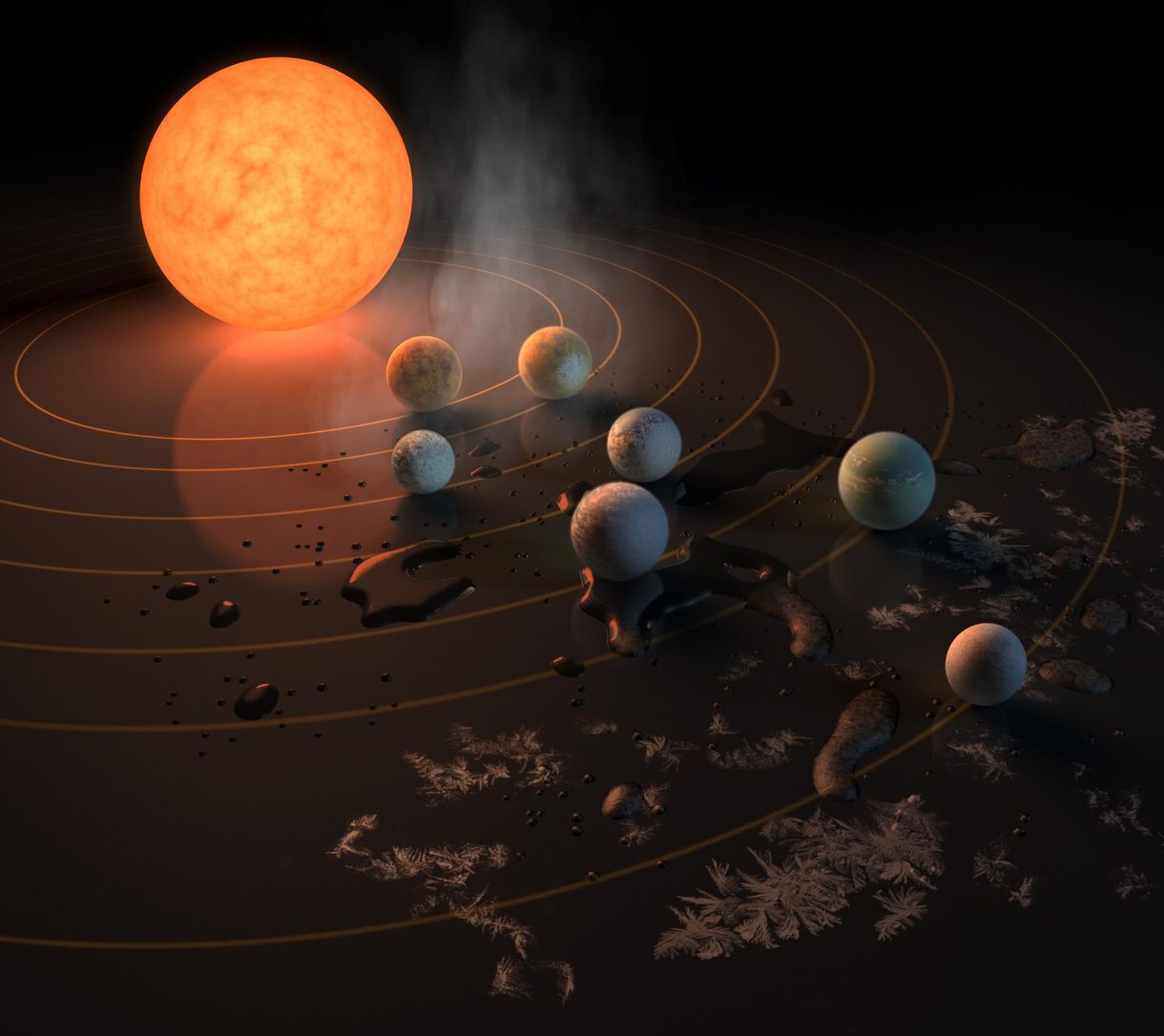 Itt a NASA nagy bejelentése: 7 Föld-szerű bolygót találtak egy közeli naprendszerben