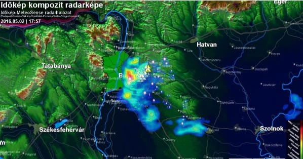 Súlyos viharfelhők rohanták le Budapestet - térkép