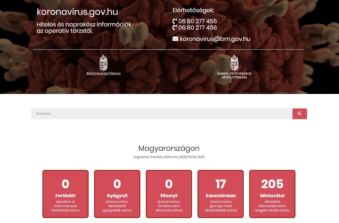 Elindult a kormány tájékoztató honlapja a koronavírusról 