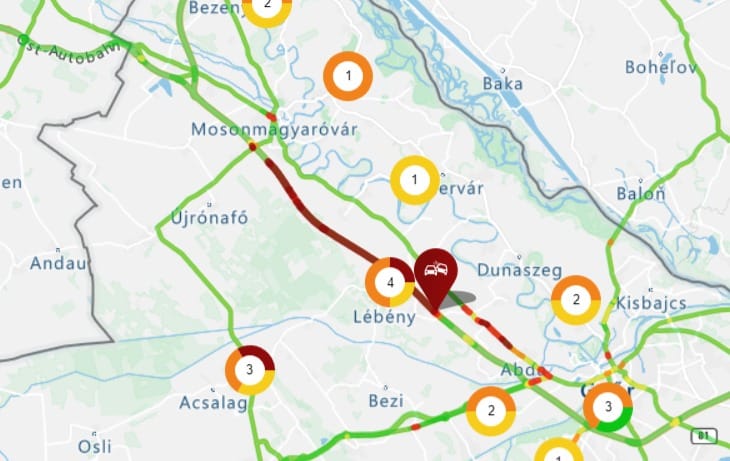 Már 20 kilométeres a torlódás Lébénynél az M1-esen