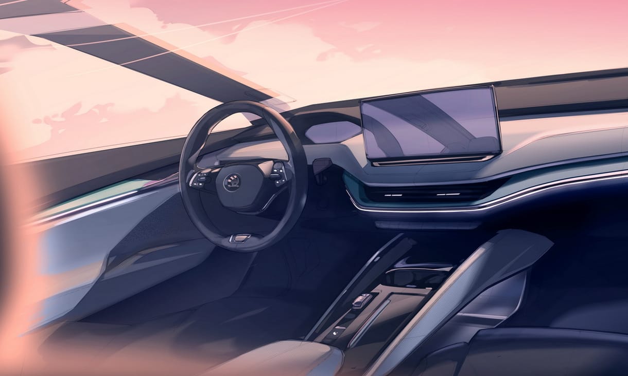 Végre itt vannak a képek a Skoda első elektromos szabadidő-autójának belsejéről