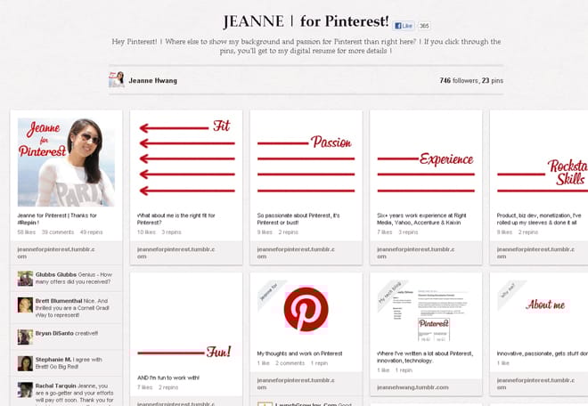 Kreatív önéletrajz a Pinteresten
