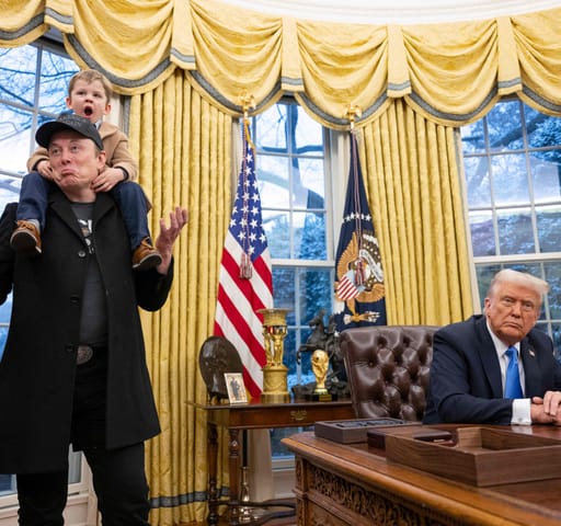 Elon Musk és fia az Ovális irodában, amikor még a Tesla-elnök Trump bizalmasa volt