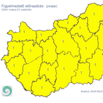 Az egész országra citromsárga figyelmeztetést adtak ki zivatarok miatt, a legtöbb megyében felhőszakadások is lehetnek