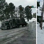 Az hagyján, hogy nem megy fel a kamion a jeges úton, de megindul vissza – videó