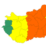 A katasztrófavédelem térképén a riasztások mértéke