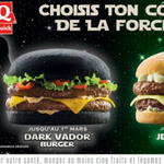 Koromfekete Darth Vader hamburger a francia gyorsétteremlánctól