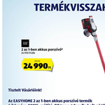 Veszélyes porszívót hív vissza az Aldi