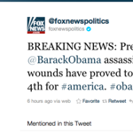 Obama téves halálhíréről olvashattak a FoxNews.com Twitter-oldalának követői