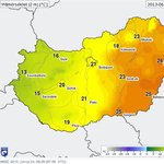 Hőtérkép: kettészakadt az ország, Nyugaton már csak 13 fok van