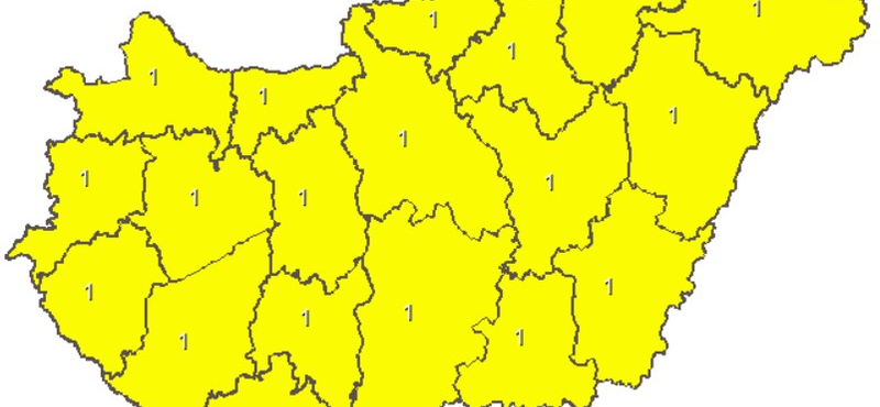 Az egész országra citromsárga figyelmeztetést adtak ki zivatarok miatt, a legtöbb megyében felhőszakadások is lehetnek