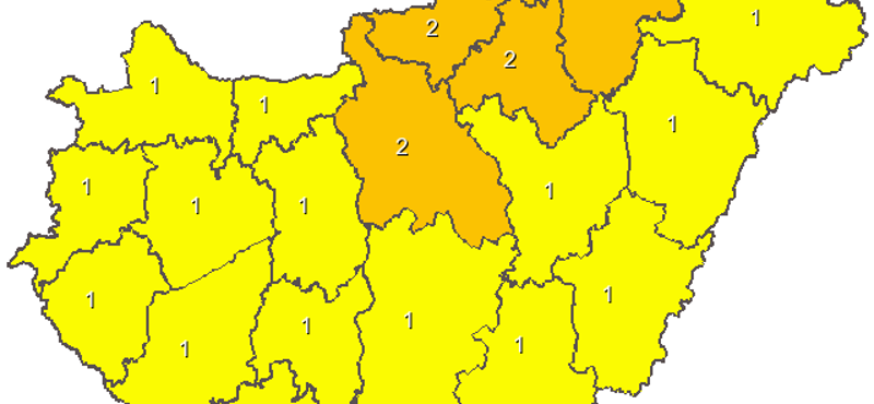 Térkép: Az egész országra figyelmeztetést adtak ki