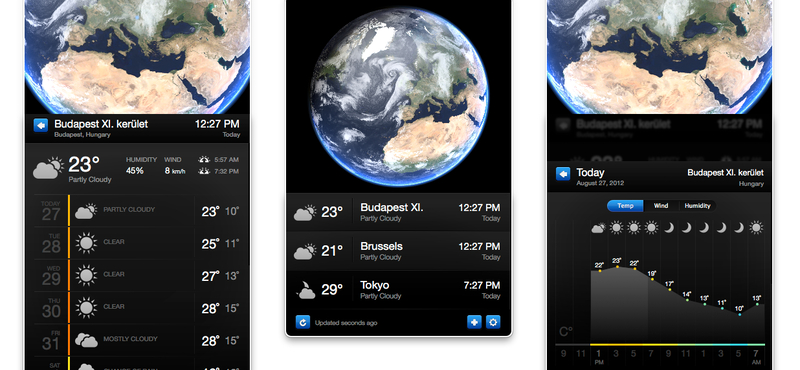 Egy programban a 3D-s földgömb és a több napos időjárás-előrejelzés