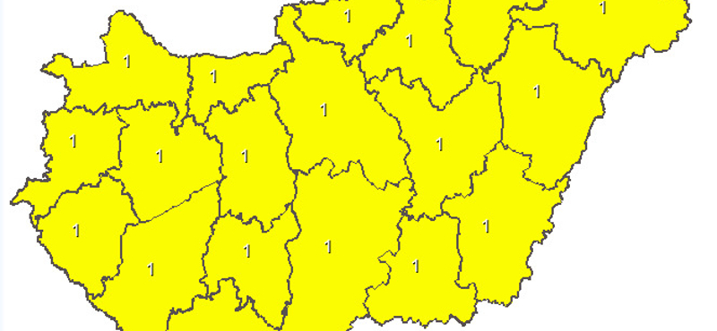Az ország egész területére figyelmeztetést adott ki a meteorológiai szolgálat