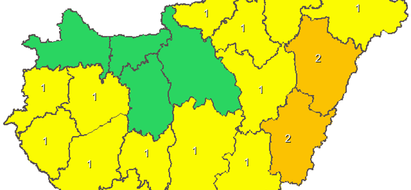 Jégeső, égszakadás, heves szél: másodfokú riasztást adtak ki (térképpel)