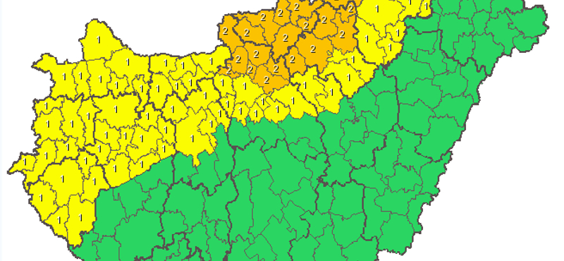 Észak felé elvonul az ónos eső, sehol sincs már piros riasztás - térkép
