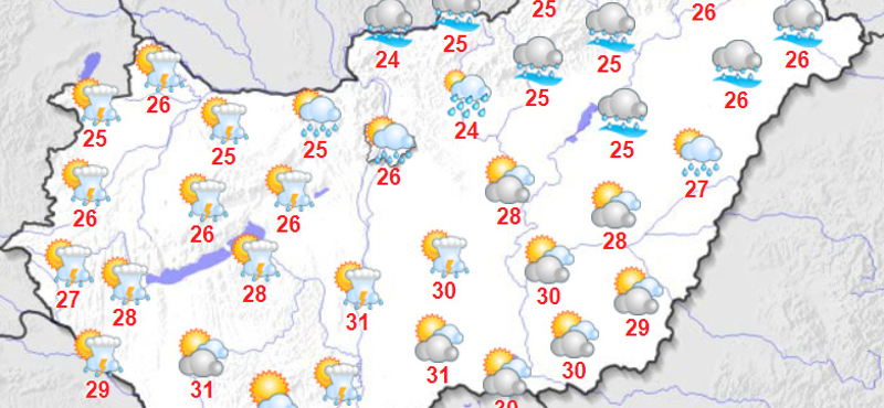 Pénteken viharos széllökésre, jégesőre, helyenként felhőszakadásra számíthatunk