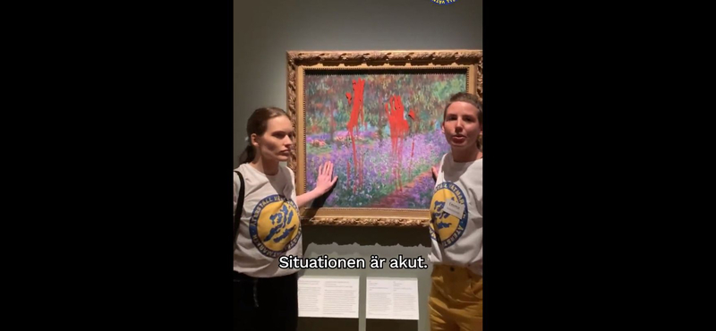 Környezetvédelmi aktivisták festékkel öntöttek le egy Monet-képet Stockholmban