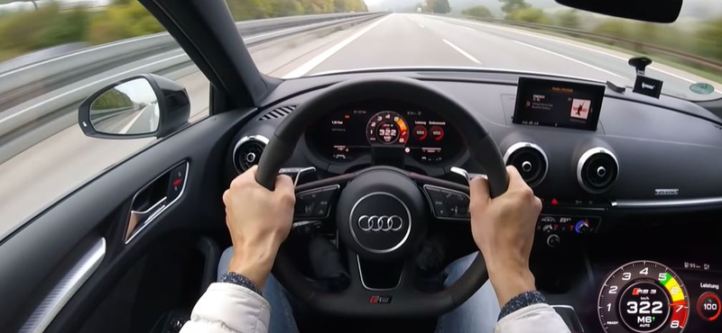 Utolérte a szuperexpresszt is 322 km/h-val ez az Audi RS3-as - videó