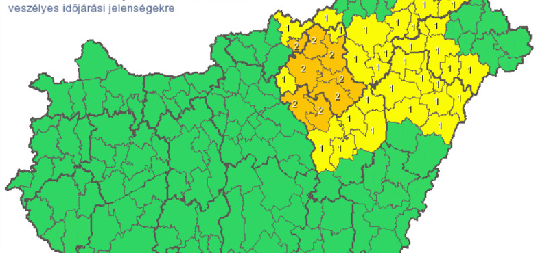 Másodfokú riasztást adtak ki felhőszakadás miatt több járásra