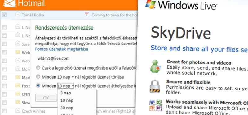 Megújul a Skydrive és a Hotmail: akár 100 MB is lehet egy csatolmány