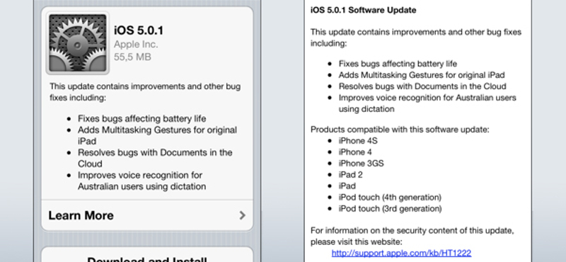 Letölthető az iOS 5.0.1-es frissítése: vége az akku gondoknak!