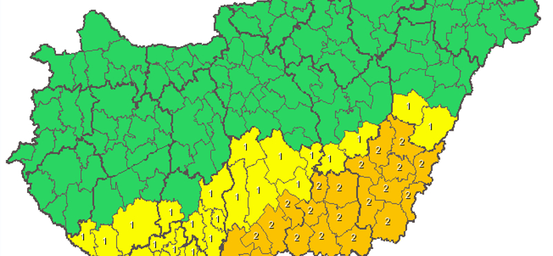 Riasztás: viharos péntek este várható délen – térkép