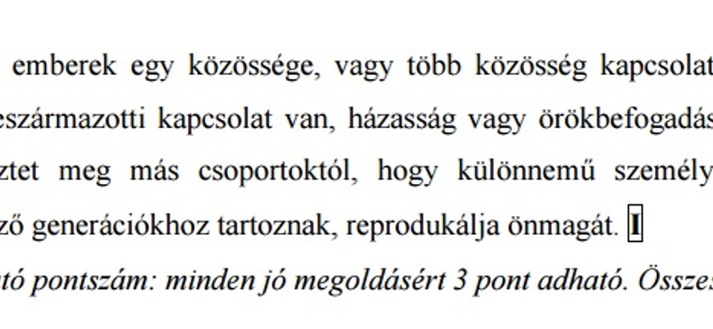 Homofób és hímsoviniszta családdefiníció csúszott be a szakérettségi javítókulcsába