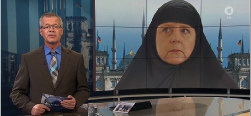 Fotó: Fejkendős Merkel és minaretek a német köztévé adásában