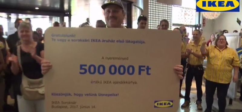 500 ezres utalványt kapott a soroksári Ikea első látogatója – videó