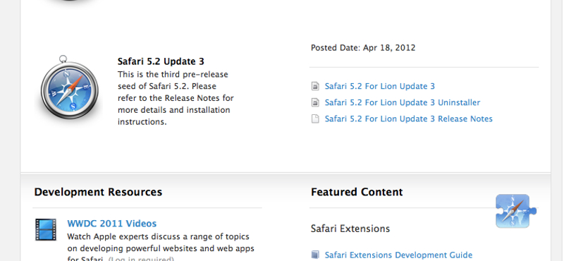 Az Apple kiadta az OS X Mountain Lion és a Safari 5.2 harmadik előzetesét