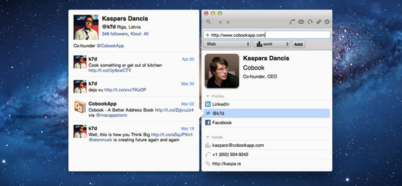 Cobook a Mac App Store-ban: közösségi címjegyzék alkalmazás, ingyen!